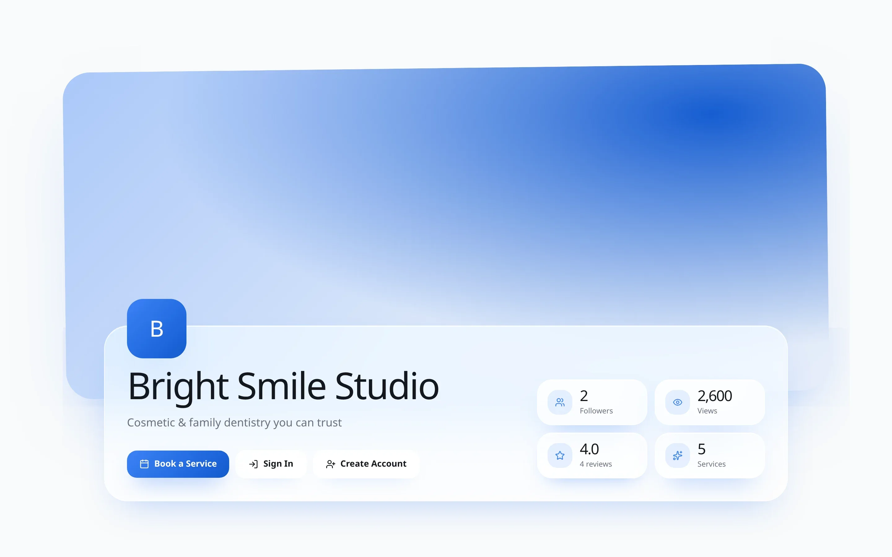 Website of a dental studio called Bright Smile Studio on BoothPost